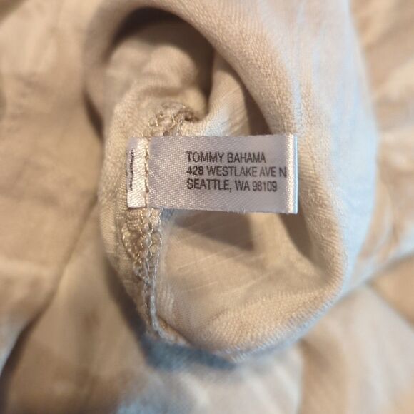 Tommy Bahama Shirt Mens Large Beige Silk Floral Camp Hawaiian Beach Button Up - Picture 9 of 9